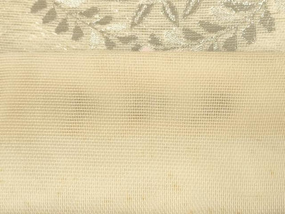 平和屋着物＊夏物 六通柄袋帯 草花文 銀糸 正絹 逸品 AAAU0517pf