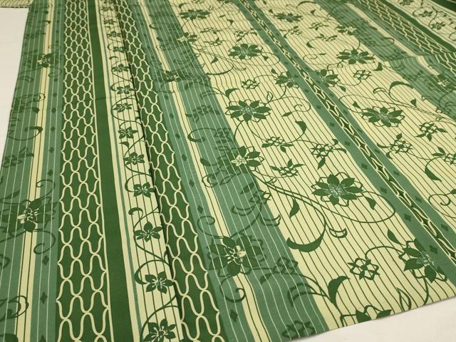 平和屋着物▽小紋 単衣 花唐草間道 洗える着物 AAAU0883iu