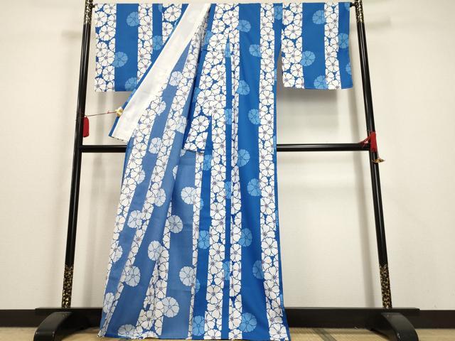 平和屋着物▽小紋　単衣　花間道　洗える着物　AAAU1124iu