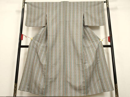 平和屋着物▽小紋　単衣　間道　洗える着物　AAAU1131iu