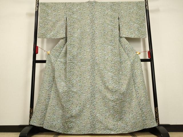 平和屋着物▽小紋 単衣 葉尽くし 洗える着物 AAAU1134iu