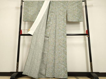 平和屋着物▽小紋 単衣 葉尽くし 洗える着物 AAAU1134iu