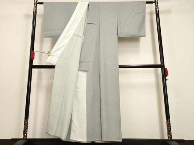 平和屋着物▽江戸小紋　単衣　万筋　御召御納戸色×白色　反端付き　正絹　逸品　未使用　AAAU1138iu