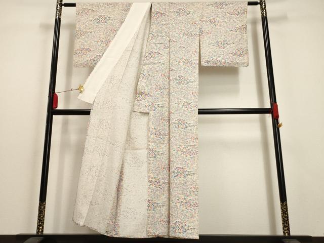 平和屋着物▽上質な小紋 単衣 草花文 正絹 逸品 AAAU1140iu