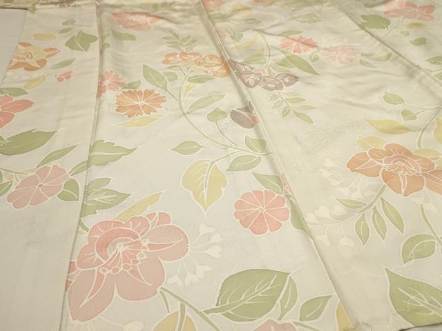 平和屋着物▽上質な小紋 単衣 草花文 正絹 逸品 AAAU1141iu