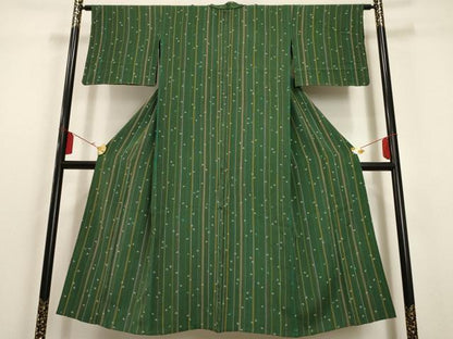 平和屋着物▽上質な小紋 単衣 舞桜縞文 正絹 逸品 AAAU1146iu