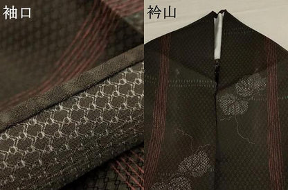 平和屋着物▽小紋 単衣 蔦の葉格子文 洗える着物 AAAU1152iu