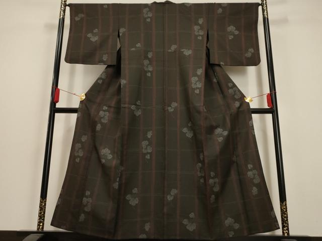 平和屋着物▽小紋 単衣 蔦の葉格子文 洗える着物 AAAU1152iu