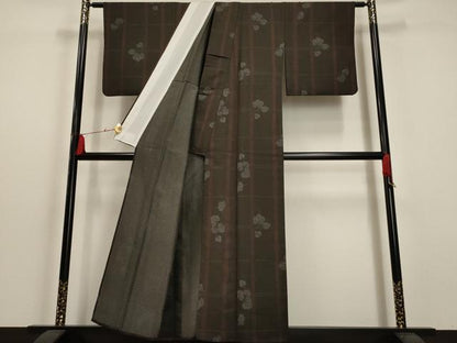 平和屋着物▽小紋 単衣 蔦の葉格子文 洗える着物 AAAU1152iu