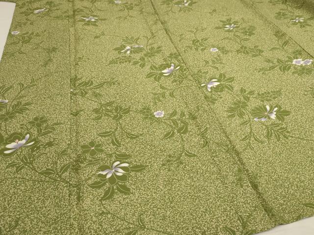 平和屋着物▽小紋 単衣 草花文 洗える着物 未使用 AAAU1155iu