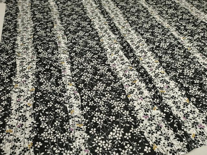 平和屋着物▽小紋 単衣 桜間道 黒地 洗える着物 未使用 AAAU1158iu