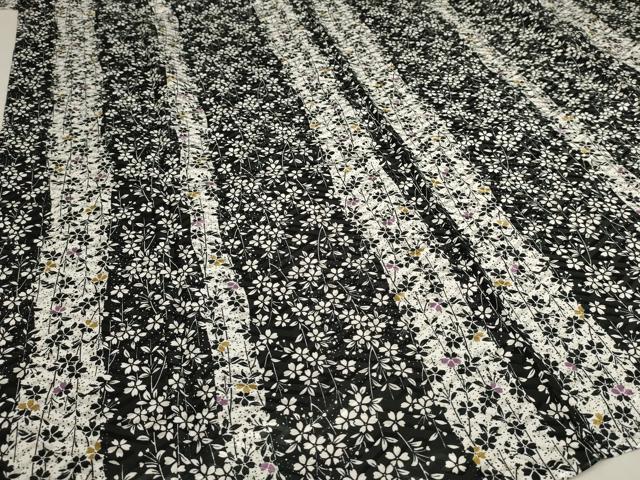 平和屋着物▽小紋 単衣 桜間道 黒地 洗える着物 未使用 AAAU1158iu
