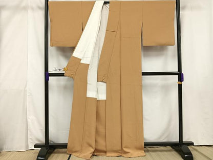 平和屋着物●上質な色無地　黄朽葉色　正絹　逸品　AAAU2279mf