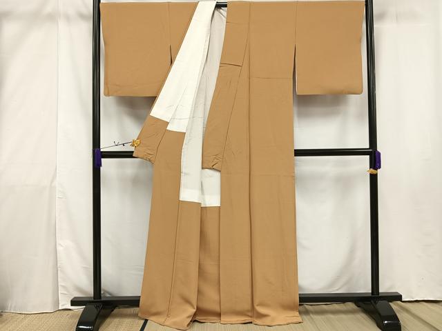 平和屋着物●上質な色無地　黄朽葉色　正絹　逸品　AAAU2279mf