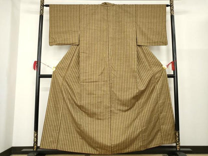 平和屋着物■上質な紬 よろけ縞 正絹 逸品 AAAU2672ma