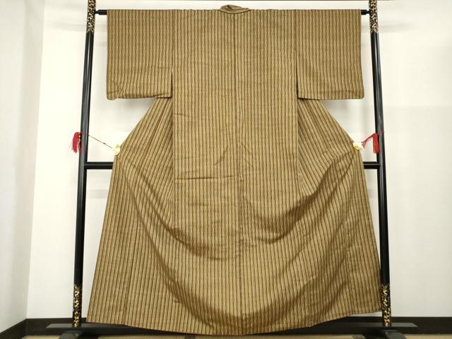 平和屋着物■上質な紬 よろけ縞 正絹 逸品 AAAU2672ma