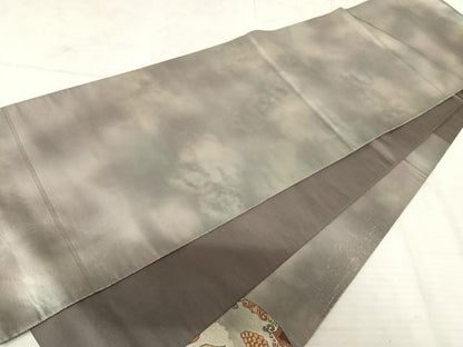 平和屋着物◎太鼓柄袋帯 蛍 草花文 銀糸 正絹 逸品 AAAU3057yx