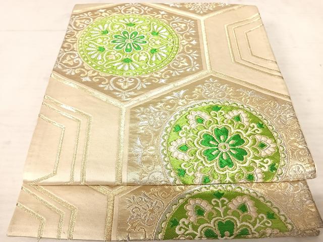 平和屋着物◎六通柄袋帯 亀甲花文 金銀糸 正絹 逸品 AAAU3058yx