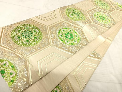 平和屋着物◎六通柄袋帯 亀甲花文 金銀糸 正絹 逸品 AAAU3058yx