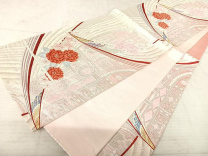 平和屋着物◎六通柄袋帯 唐織 孔雀羽花文 金銀糸 正絹 逸品 AAAU3062yx