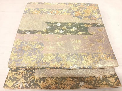 平和屋着物◎六通柄袋帯 更紗花文 金銀糸 正絹 逸品 AAAU3073yx