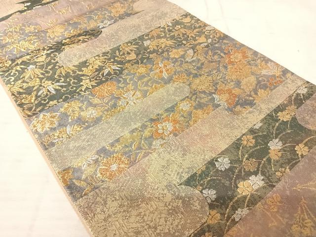 平和屋着物◎六通柄袋帯 更紗花文 金銀糸 正絹 逸品 AAAU3073yx