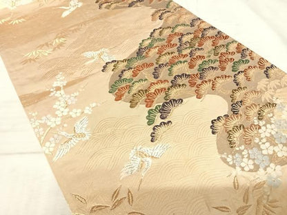 平和屋着物◎六通柄袋帯 唐織 浜松文 金銀糸 正絹 逸品 AAAU3079yx