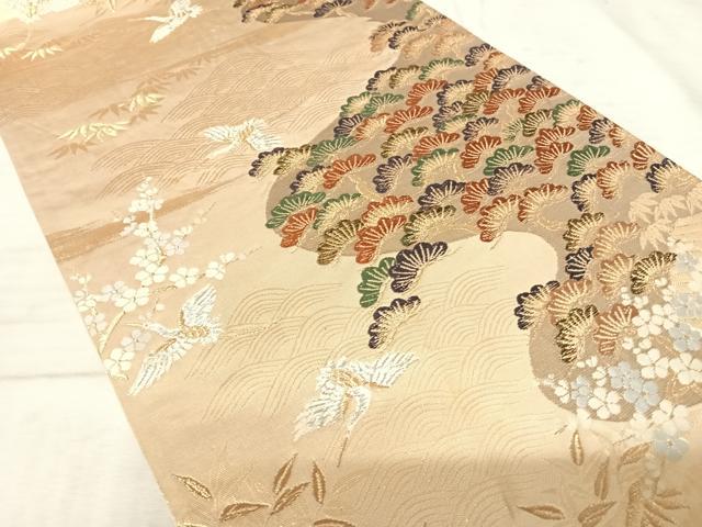 平和屋着物◎六通柄袋帯 唐織 浜松文 金銀糸 正絹 逸品 AAAU3079yx