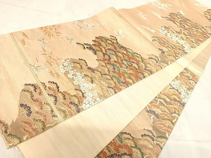 平和屋着物◎六通柄袋帯 唐織 浜松文 金銀糸 正絹 逸品 AAAU3079yx