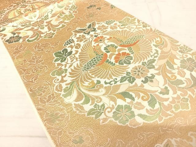 平和屋着物◎六通柄袋帯 花鳥更紗文 金糸 正絹 逸品 AAAU3098yx