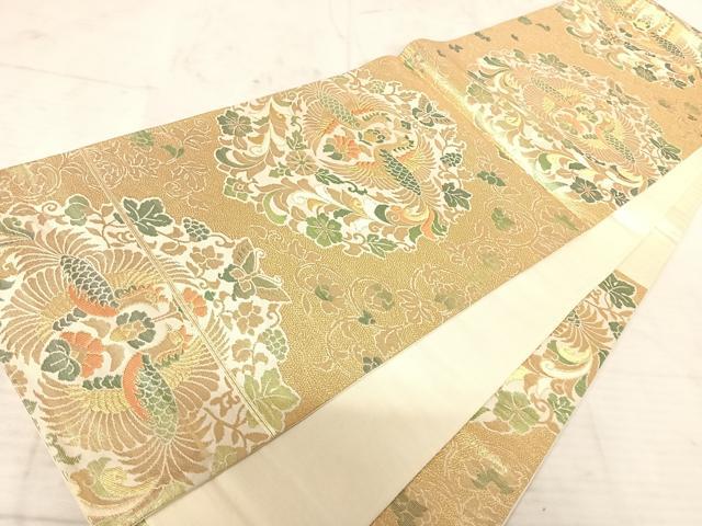 平和屋着物◎六通柄袋帯 花鳥更紗文 金糸 正絹 逸品 AAAU3098yx
