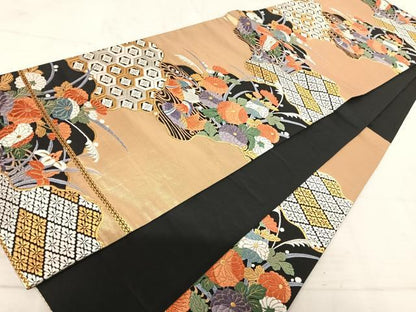 平和屋着物◎六通柄袋帯 唐織 道長花文 金銀糸 正絹 逸品 AAAU3120yx