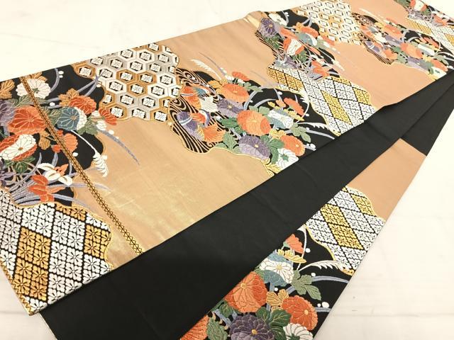 平和屋着物◎六通柄袋帯 唐織 道長花文 金銀糸 正絹 逸品 AAAU3120yx