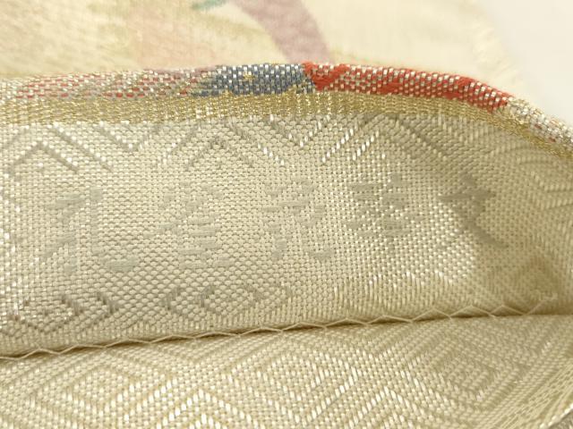 平和屋着物◎六通柄袋帯　孔雀花華文　金糸　正絹　逸品　AAAU5116sx