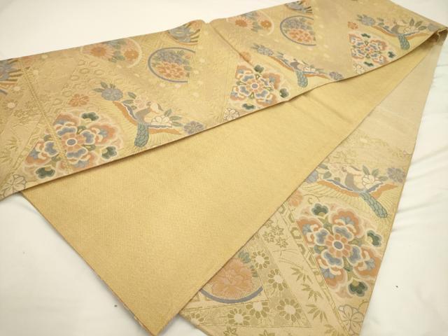 平和屋着物◎六通柄袋帯 鳳凰花文 金糸 正絹 逸品 AAAU5134sx
