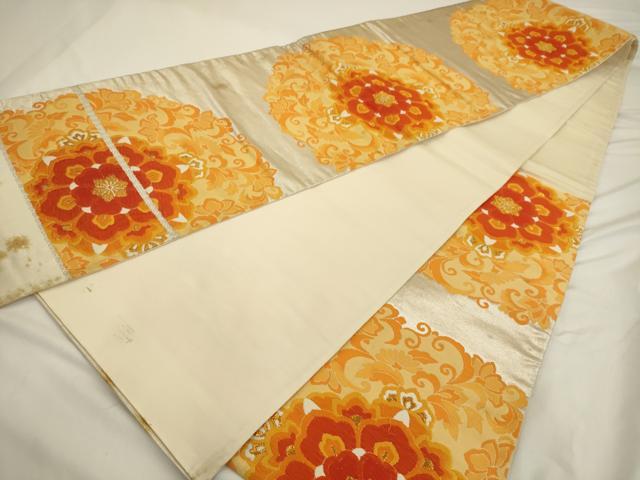 平和屋着物◎六通柄袋帯　唐織　宝相華　金銀糸　正絹　逸品　AAAU5137sx