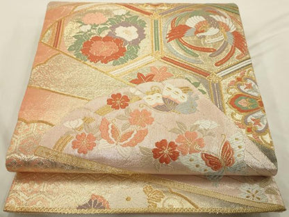 平和屋着物◎九百佐賀錦 六通柄袋帯 唐織 王華彩織文 金糸 正絹 逸品 AAAU5188sx