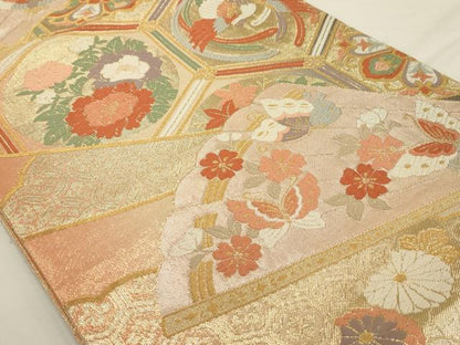 平和屋着物◎九百佐賀錦 六通柄袋帯 唐織 王華彩織文 金糸 正絹 逸品 AAAU5188sx