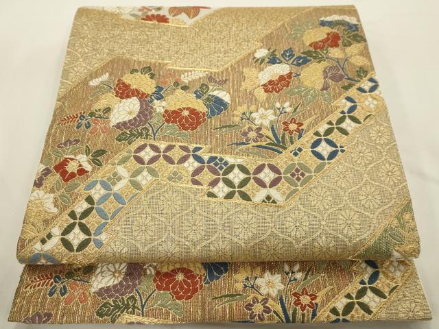 平和屋着物◎六通柄袋帯 桃山松皮取文 正絹 逸品 AAAU5189sx