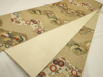 平和屋着物◎六通柄袋帯 桃山松皮取文 正絹 逸品 AAAU5189sx