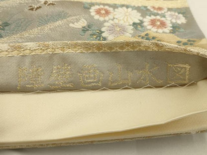 平和屋着物◎六通柄袋帯 唐織 障壁画山水図 金糸 正絹 逸品 AAAU5193sx