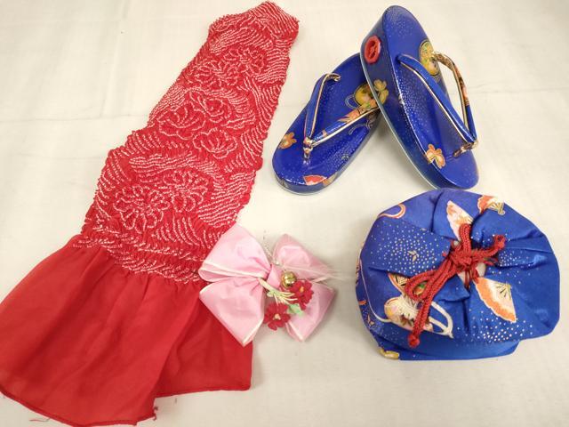 平和屋着物[]七五三 和装小物 草履・巾着・帯揚げ・髪飾りセット 花鼓舞蝶文 逸品 AAAU5235ja