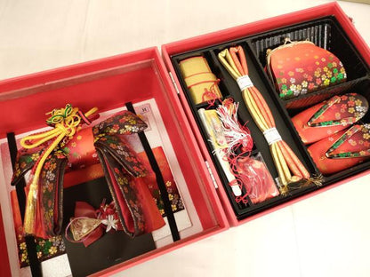 平和屋本店[]七五三　和装小物セット　舞桜文　暈し染め　箱付き　逸品　AAAU5253ja