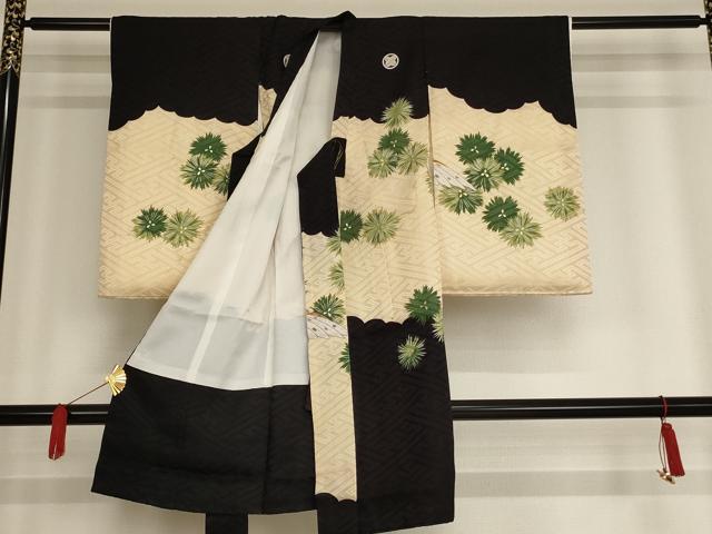 平和屋着物[]お宮参り　男の子　祝着　産着　初着　のしめ　刺繍　鷹　金彩　洗える着物　AAAU5254ja