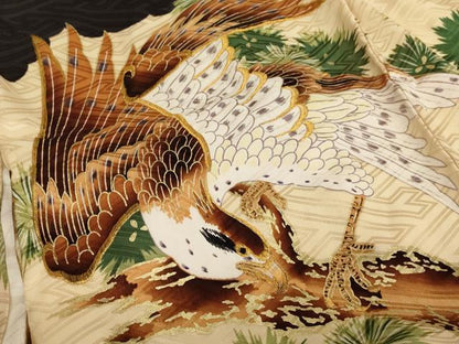 平和屋着物[]お宮参り　男の子　祝着　産着　初着　のしめ　刺繍　鷹　金彩　洗える着物　AAAU5254ja