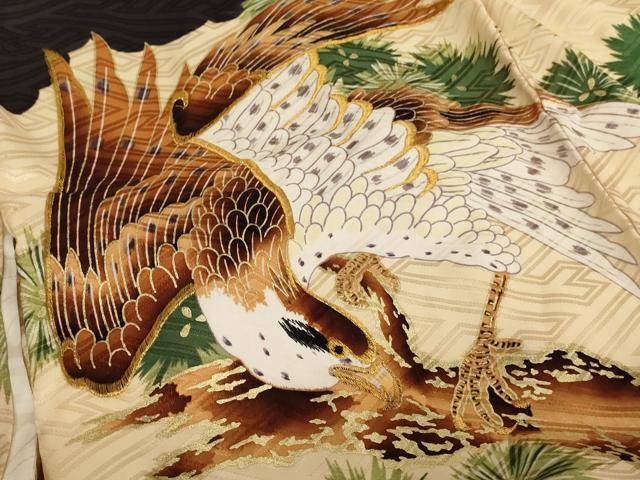 平和屋着物[]お宮参り　男の子　祝着　産着　初着　のしめ　刺繍　鷹　金彩　洗える着物　AAAU5254ja