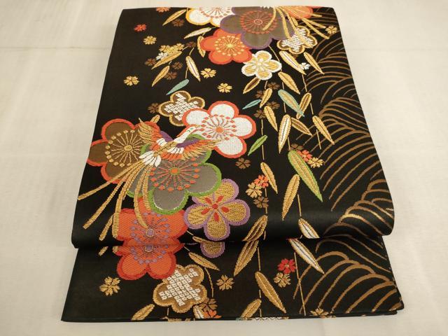 平和屋着物∵女の子　十三参り　子供　祝着・袋帯セット　駒刺繍　雲重ね扇花文　金彩　逸品　AAAU5288ja