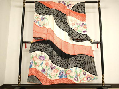 平和屋着物∵女の子 十三参り 子供 祝着 絞り 草花文 金彩 逸品 AAAU5289ja