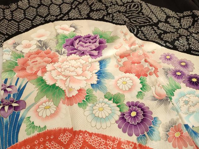 平和屋着物∵女の子 十三参り 子供 祝着 絞り 草花文 金彩 逸品 AAAU5289ja