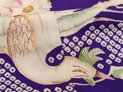 平和屋着物[]アンティーク　大正ロマン　七五三　女の子　７歳　祝着　四つ身　刺繍　鳳凰菊文　逸品　AAAU5293ja